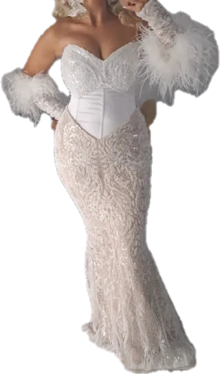 Vestido de Novia Gitana Blanco y Beige