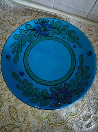 Vaso decorativo floreale blu e verde