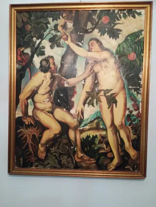 Antico quadro Adamo ed Eva