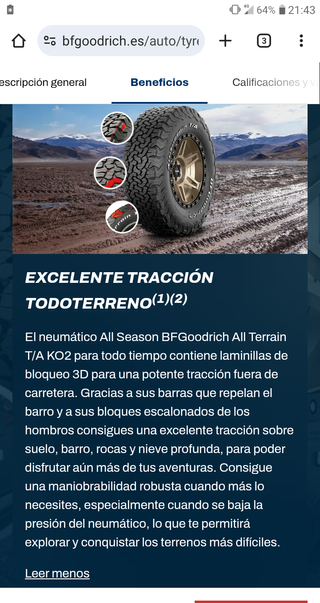 4 Neumáticos BFGoodrich Todoterreno 265/75 R16