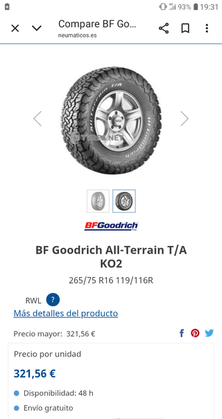 4 Neumáticos BFGoodrich Todoterreno 265/75 R16