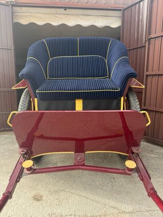 Carruaje azul y burdeos