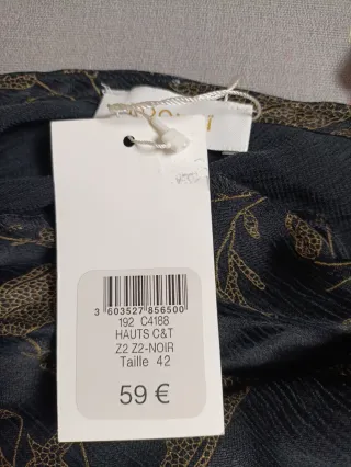 Blusa Kookai negra con estampado dorado