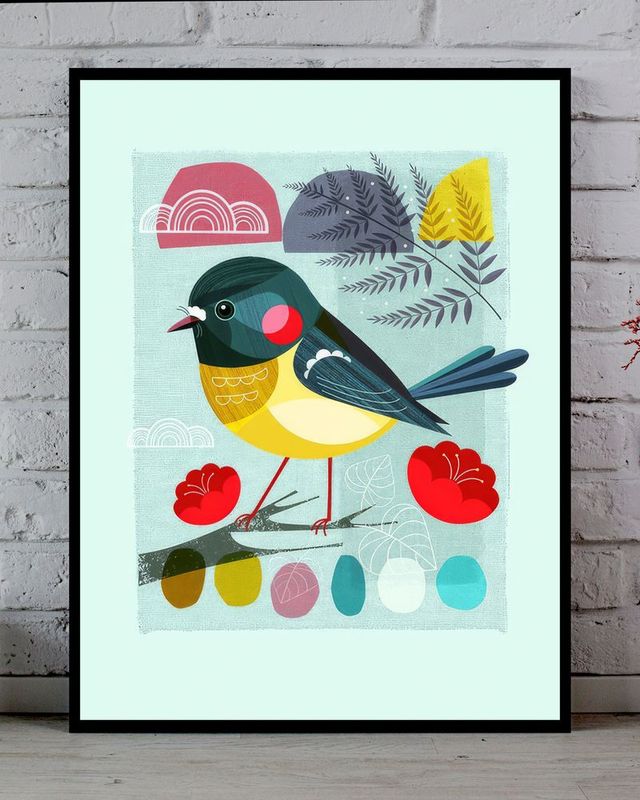 Cuadro con ilustración pájaro arte