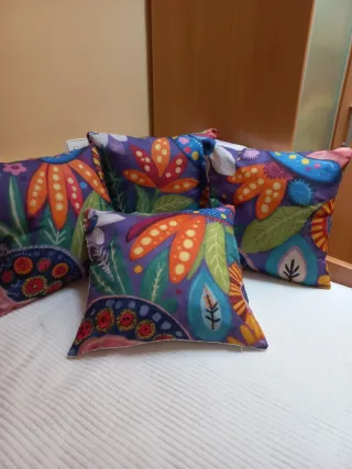 4 Fundas Cojín 45x45 Diseño Floral