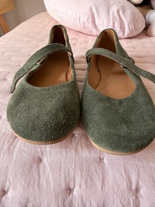 Zapatos niña piel ante verde, numero 31