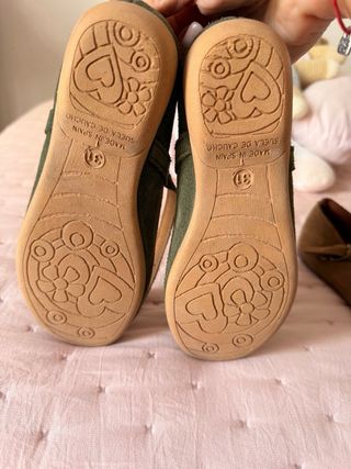 Zapatos niña piel ante verde, numero 31