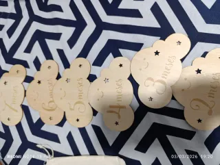 Kit Fotos Bebé Meses Madera