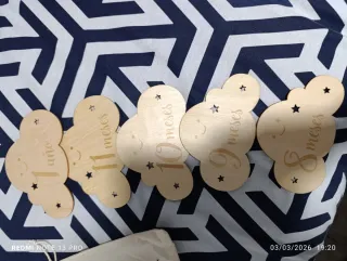 Kit Fotos Bebé Meses Madera