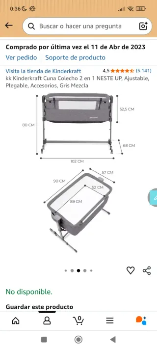 Cuna colecho Kinderkraft gris