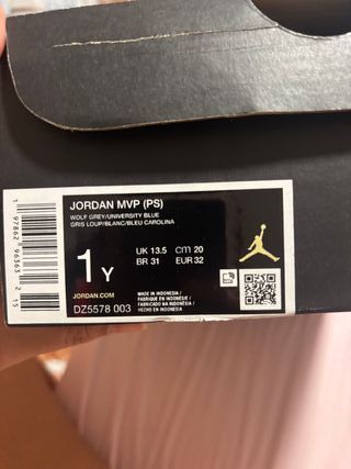 Zapatillas Jordan MVP Niños Talla 1Y talla 32