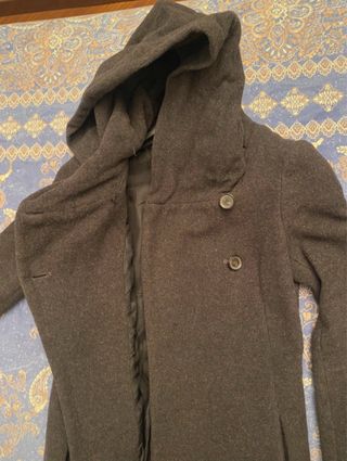 Cappotto Zara Doppiopetto Grigio con cappuccio XS