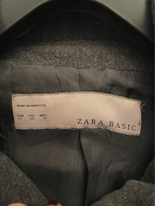 Cappotto Zara Doppiopetto Grigio con cappuccio XS