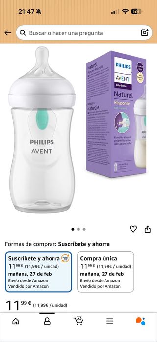 Dodot Sensitive Talla 1 y 2 + Biberón Philips Aven