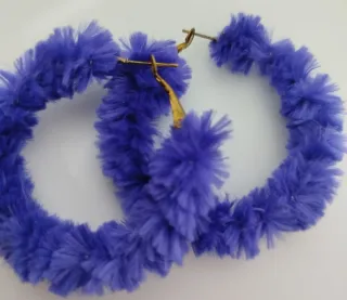 Pendientes Aro Pelo Morado 5cm
