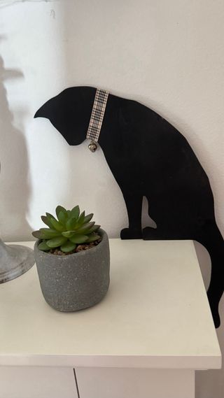 Silhouette gatto nero in legno fatto a mano