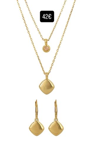 Collar y pendientes chapados en oro de 24 quilates