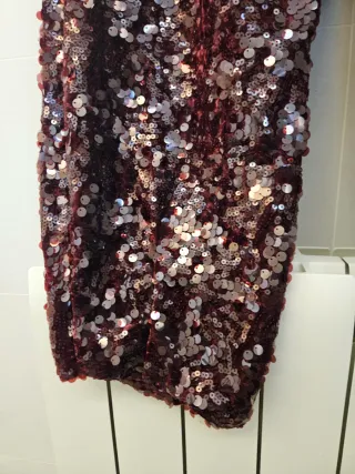 Pantalón balloon Zara lentejuelas burdeos