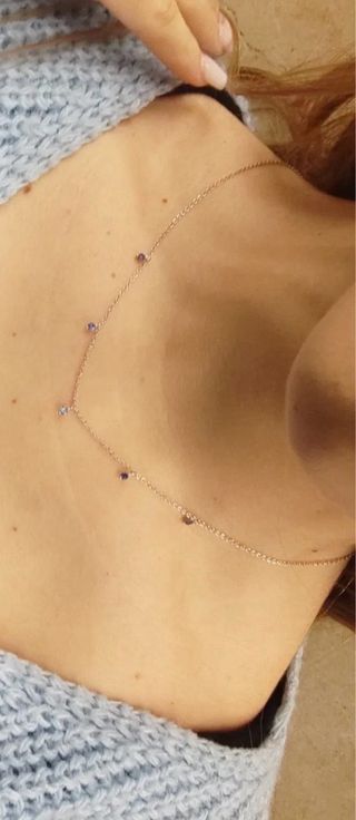 Collar plata con piedras moradas