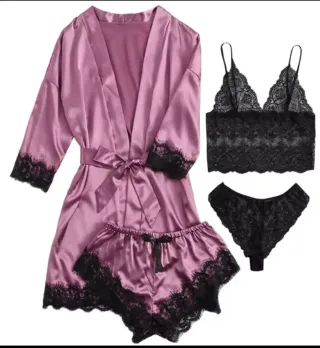 Conjunto lencería sexy kimono y short