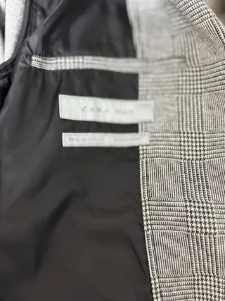 Chaqueta americana Zara cuadros gris T52