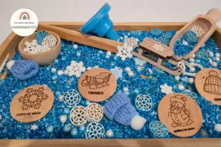 Bandeja sensorial muñeco de nieve