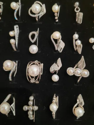 Anillos Plata Perla Cultivada y Circonitas