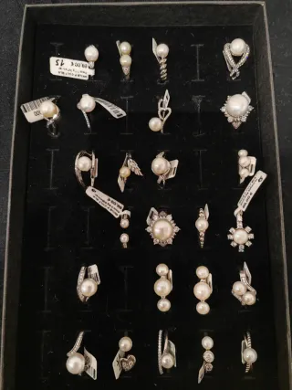 Anillos Plata Perla Cultivada y Circonitas