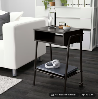 Mesita auxiliar negra con ruedas