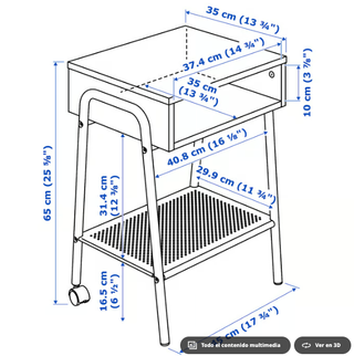 Mesita auxiliar negra con ruedas