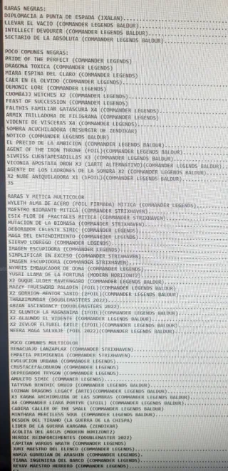 398 Cartas COMMANDER Magic The Gathering