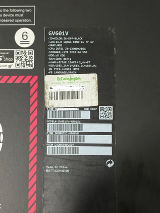 Asus RTX i9 1TB 240Hz Táctil