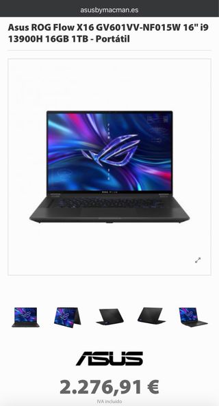 Asus RTX i9 1TB 240Hz Táctil