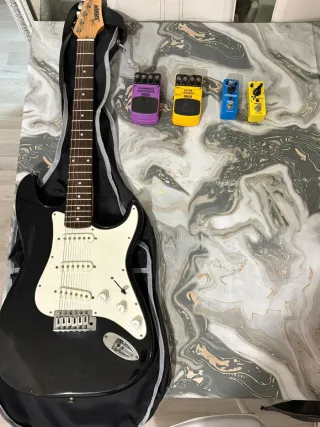 Guitarra Eléctrica Storm Negra pedales efectos