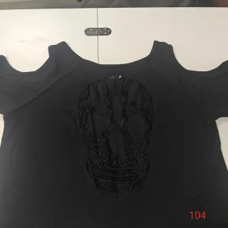 Camiseta Mujer Calavera Negra Talla L