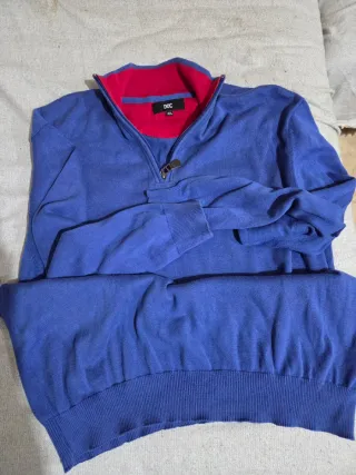 Jersey DOC azul cremallera cuello alto Talla L