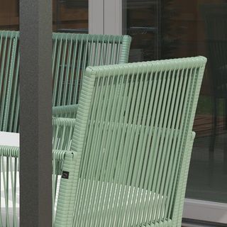 Set da Giardino in Rattan 4 Pezzi, Set da Esterno con 2 Poltrone, Divano da Giardino e Tavolo, Verde e Nero