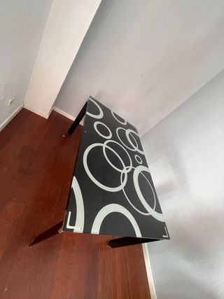 Mesa de comedor cristal negro y blanco