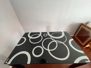 Mesa de comedor cristal negro y blanco