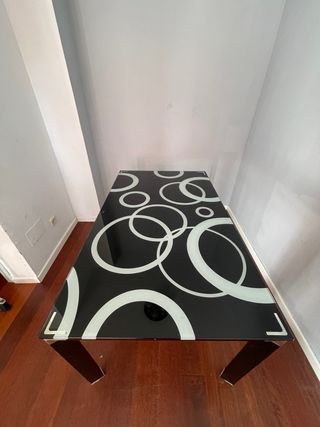 Mesa de comedor cristal negro y blanco