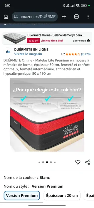 Cama Zinus 90x190x25 + Colchón 99x190x30