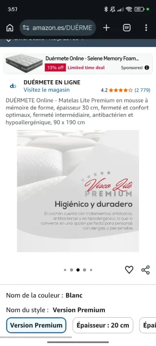 Cama Zinus 90x190x25 + Colchón 99x190x30