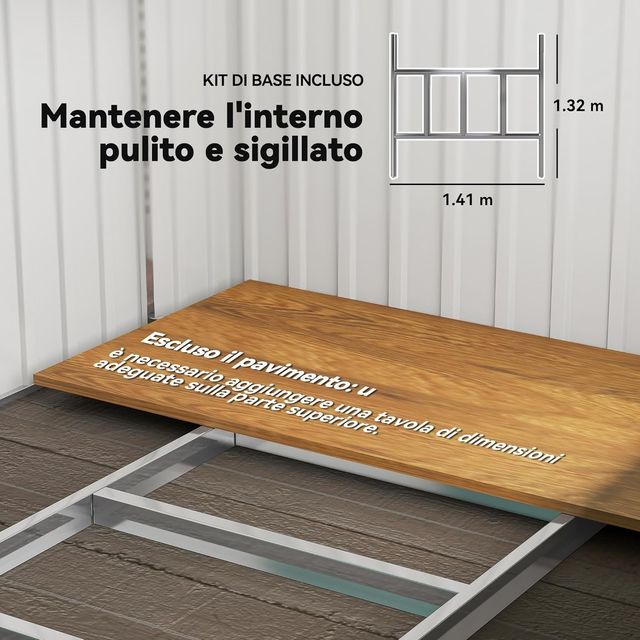 Caseta De Jardín 2.81M² de Acero Galvanizado Con Kit de Fundación, Cobertizo para Herramientas Adosado Con Estantes Regulables, Ganchos, Techo Inclinado, Salidas de Aire, Puerta Corredera Verde