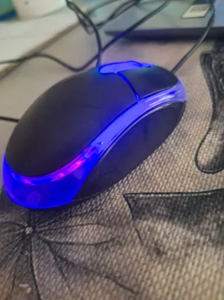 Ratón PC Negro con Luces LED Azules