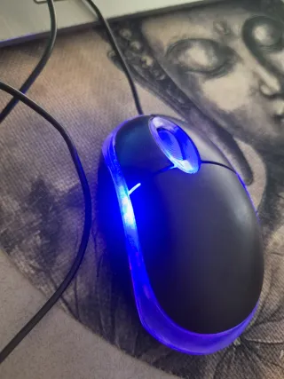 Ratón PC Negro con Luces LED Azules