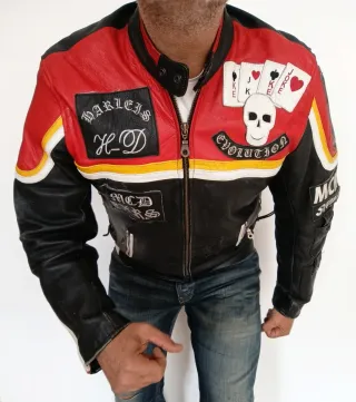 Motera Mickey Rourke cuero auténtico M. Medidas.