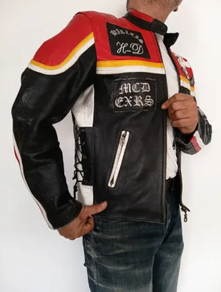 Motera Mickey Rourke cuero auténtico M. Medidas.