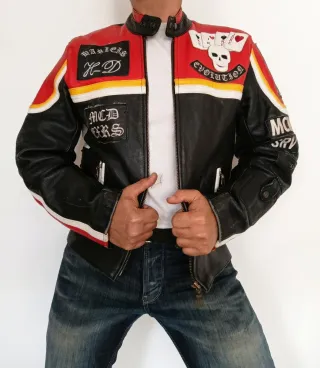 Motera Mickey Rourke cuero auténtico M. Medidas.