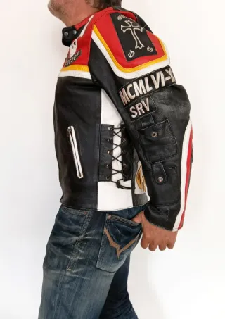 Motera Mickey Rourke cuero auténtico M. Medidas.