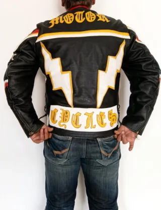 Motera Mickey Rourke cuero auténtico M. Medidas.